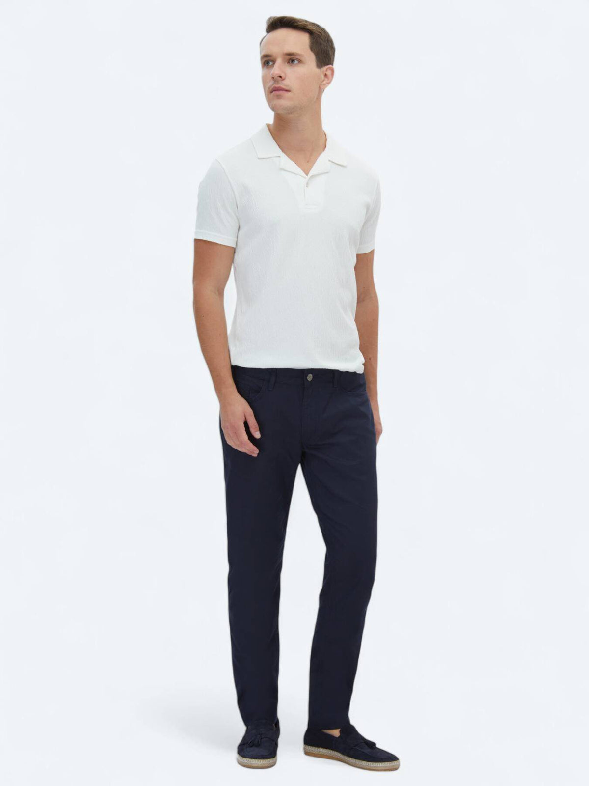 Lacivert Denim Slim Fit Casual Baumwollmischung Hose
