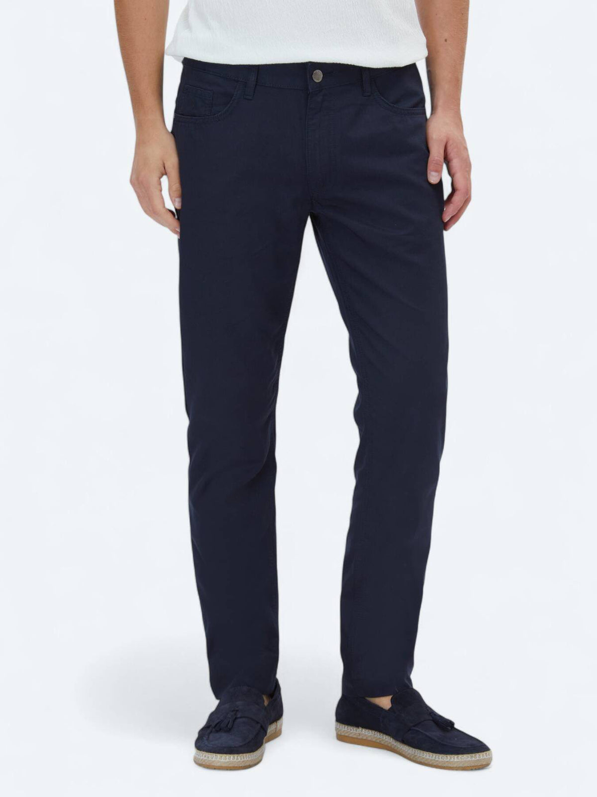 Lacivert Denim Slim Fit Casual Baumwollmischung Hose