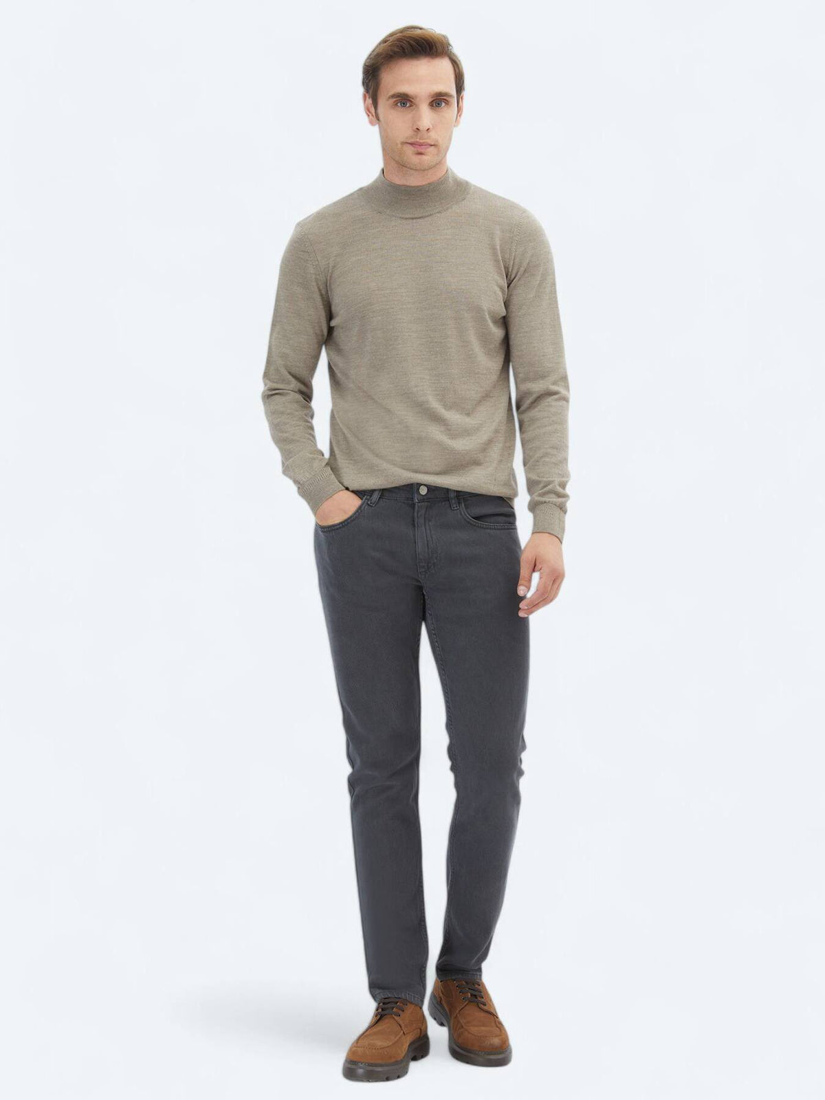 Lässige, gewebte Slim-Fit-Hose aus Baumwollmischung