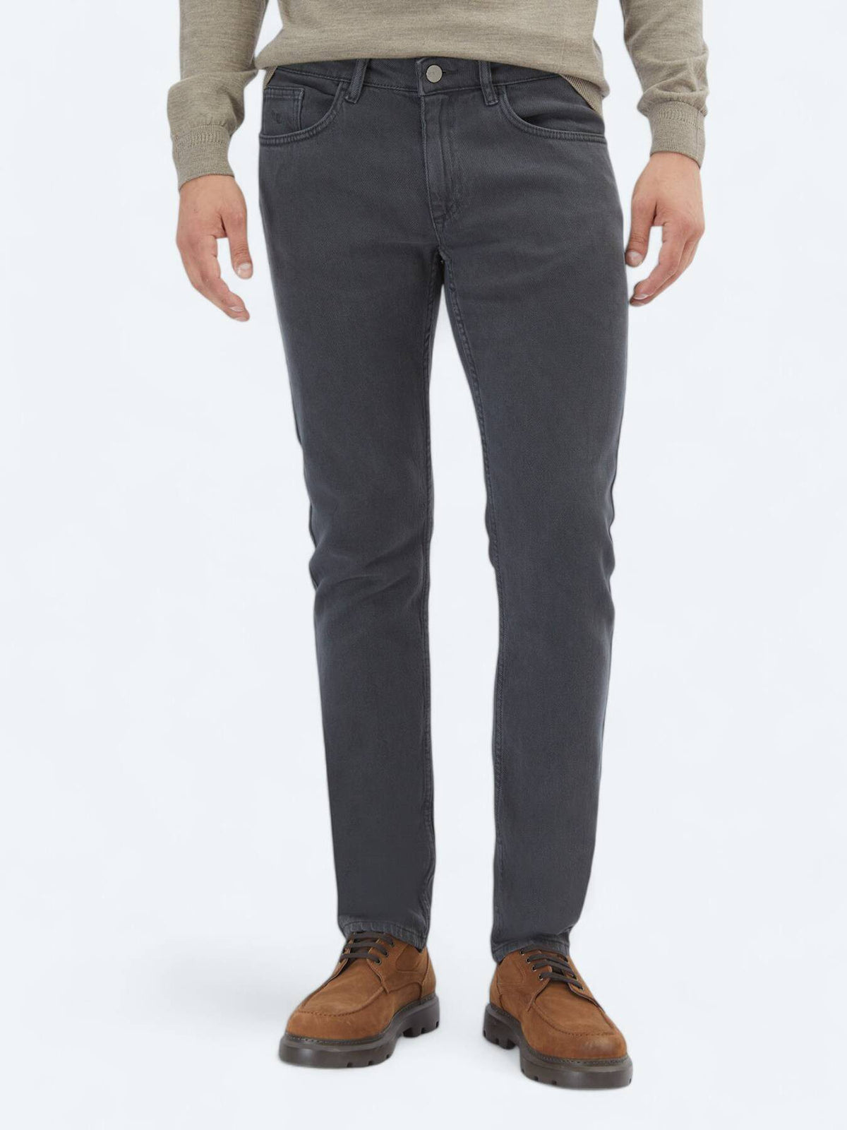 Lässige, gewebte Slim-Fit-Hose aus Baumwollmischung