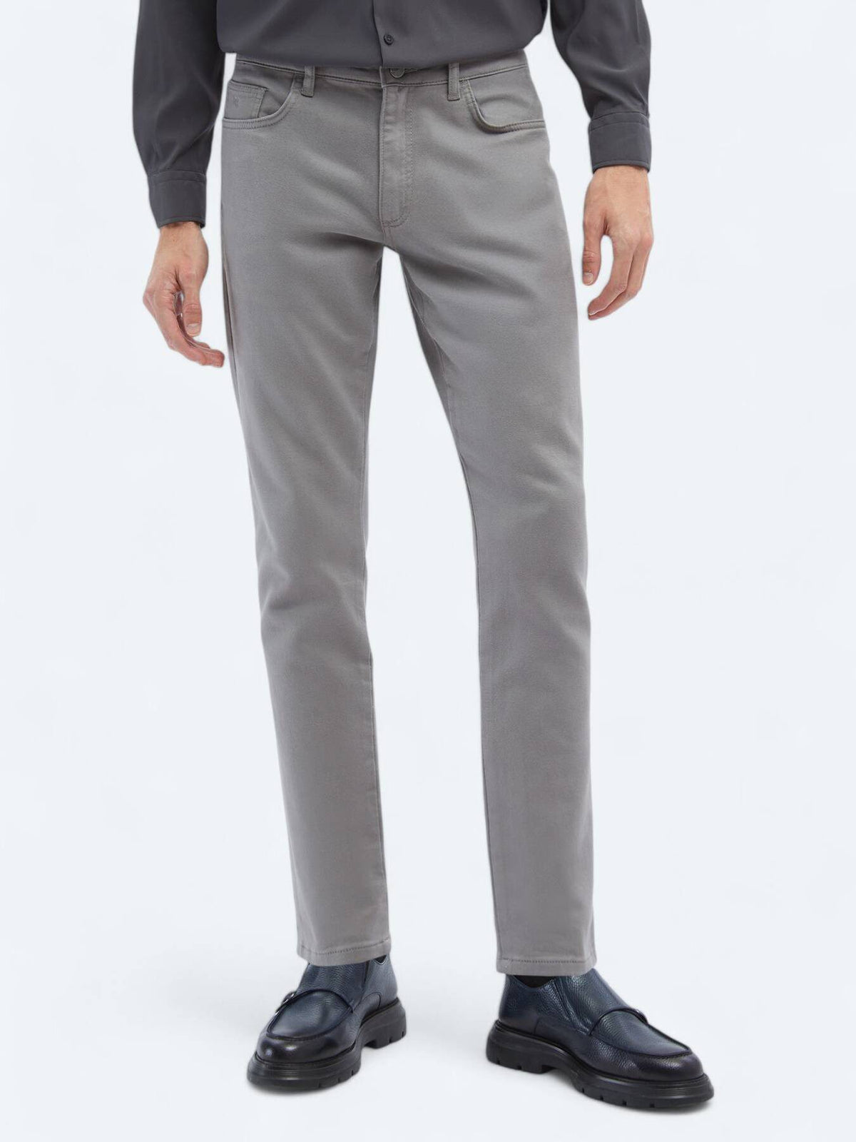 Lässige, gewebte Slim-Fit-Hose aus Baumwollmischung