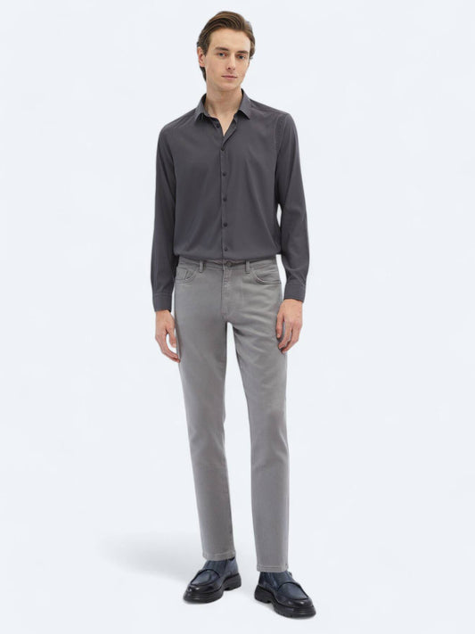 Lässige, gewebte Slim-Fit-Hose aus Baumwollmischung