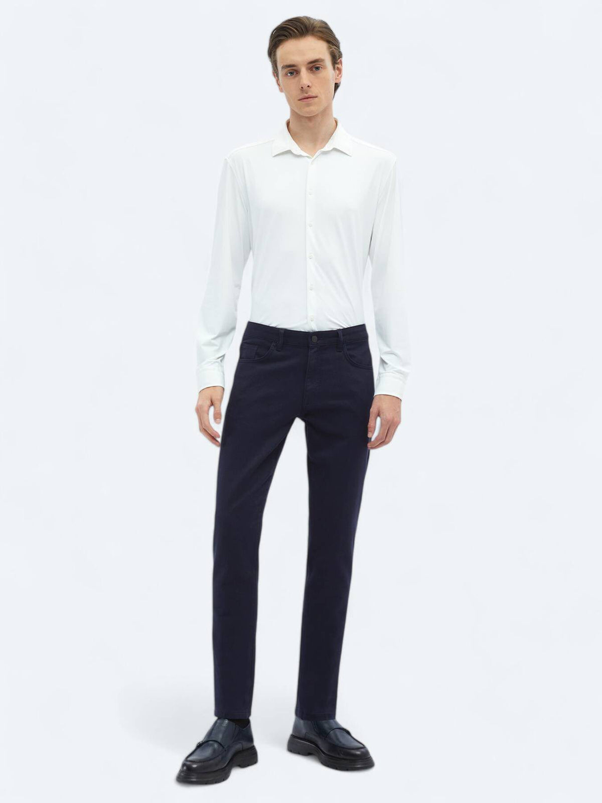 Lässige, gewebte Slim-Fit-Hose aus Baumwollmischung