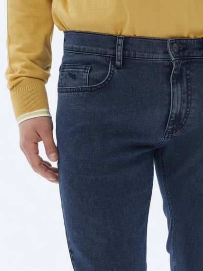 Slim-Fit-Hose aus Denim-Baumwollmischung