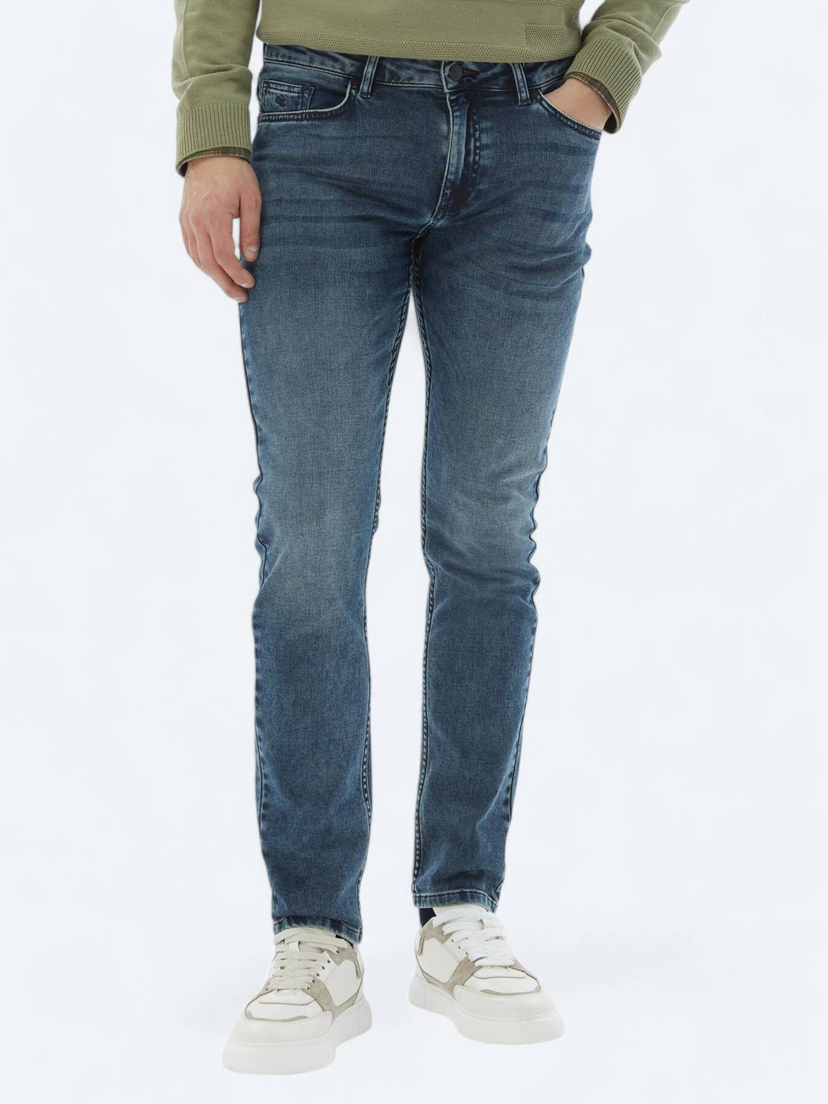 Slim-Fit-Hose aus Denim-Baumwollmischung