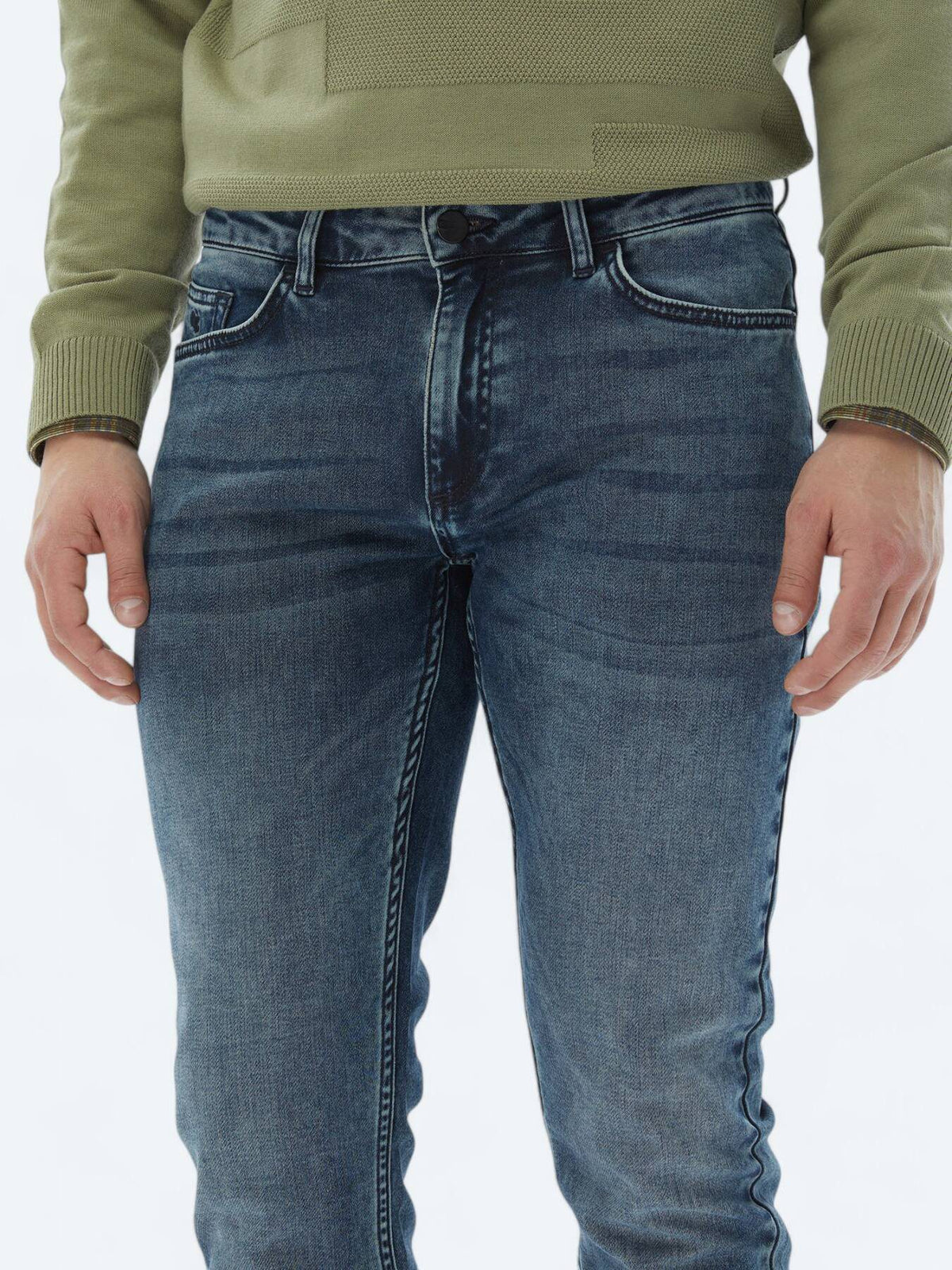 Slim-Fit-Hose aus Denim-Baumwollmischung