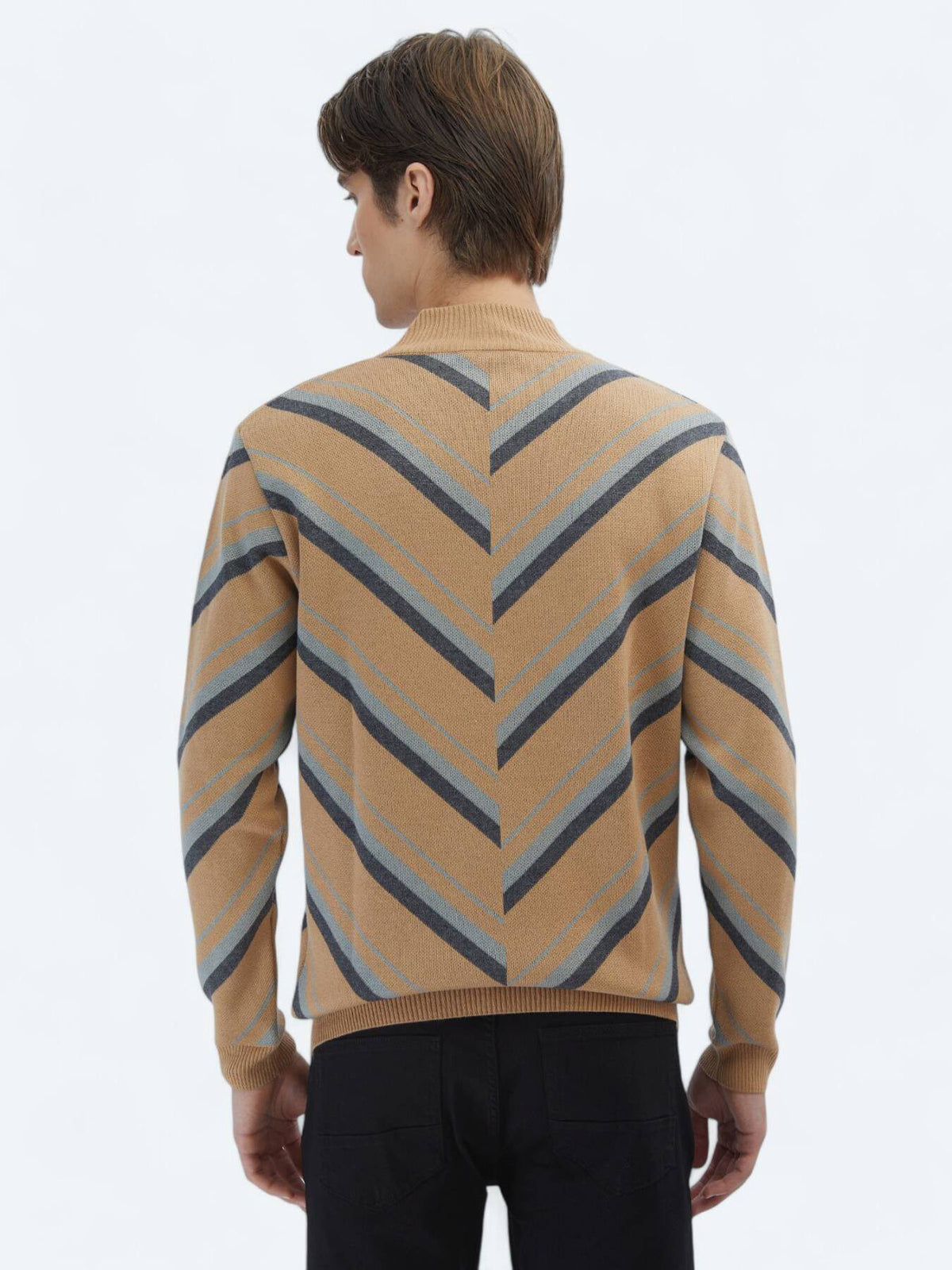 Gemusterter Strickpullover aus Baumwollmischung