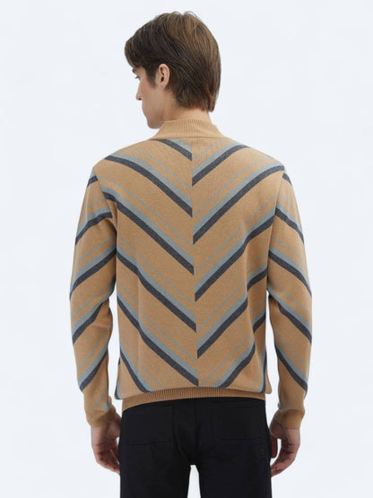 Gemusterter Strickpullover aus Baumwollmischung