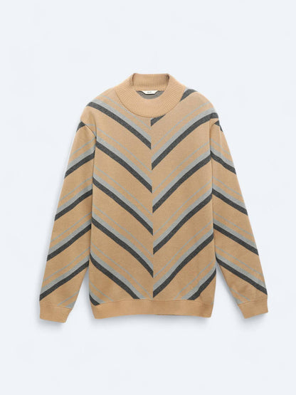 Gemusterter Strickpullover aus Baumwollmischung