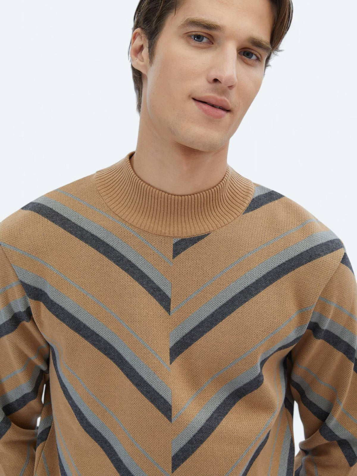 Gemusterter Strickpullover aus Baumwollmischung
