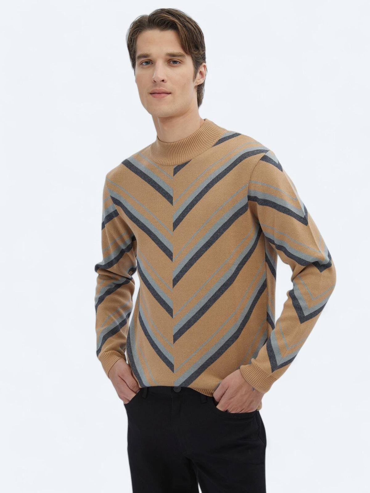 Gemusterter Strickpullover aus Baumwollmischung