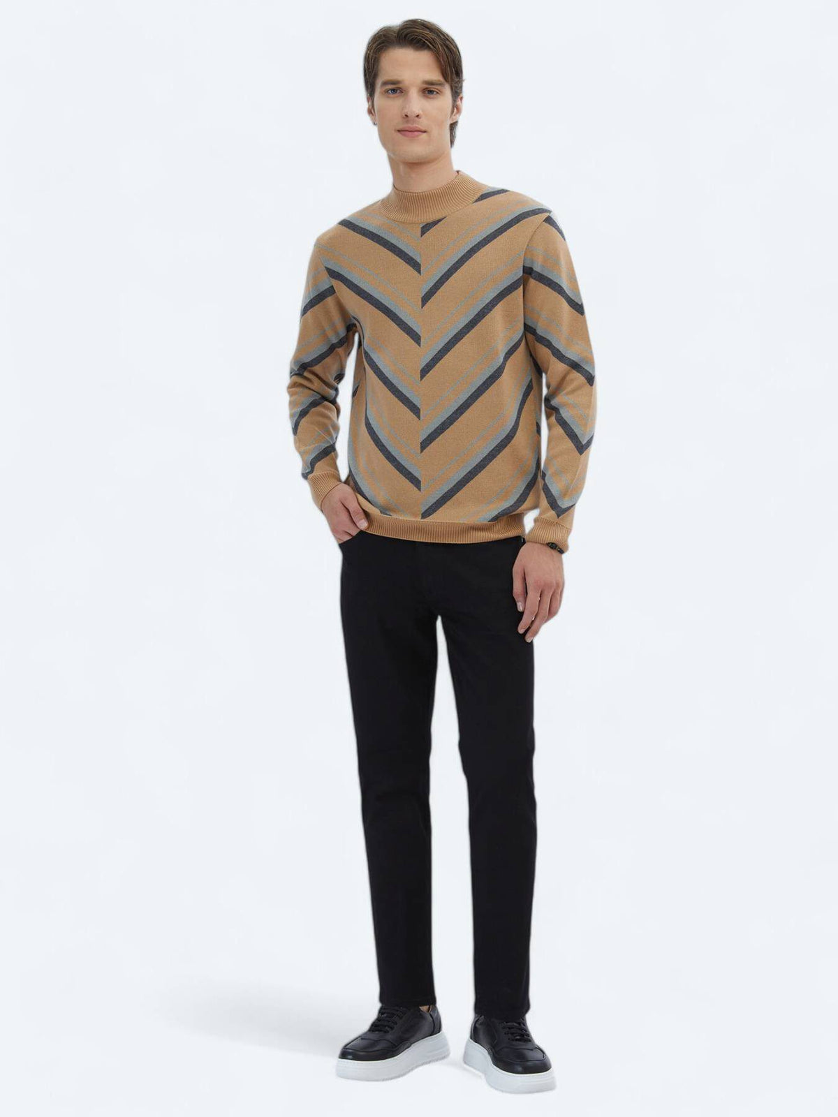 Gemusterter Strickpullover aus Baumwollmischung