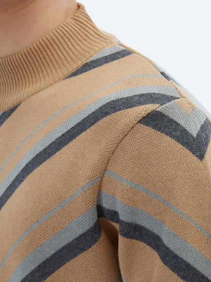 Gemusterter Strickpullover aus Baumwollmischung