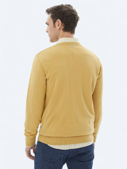 Strickpullover aus Wollmischung mit Rundhalsausschnitt und schlichtem Strick