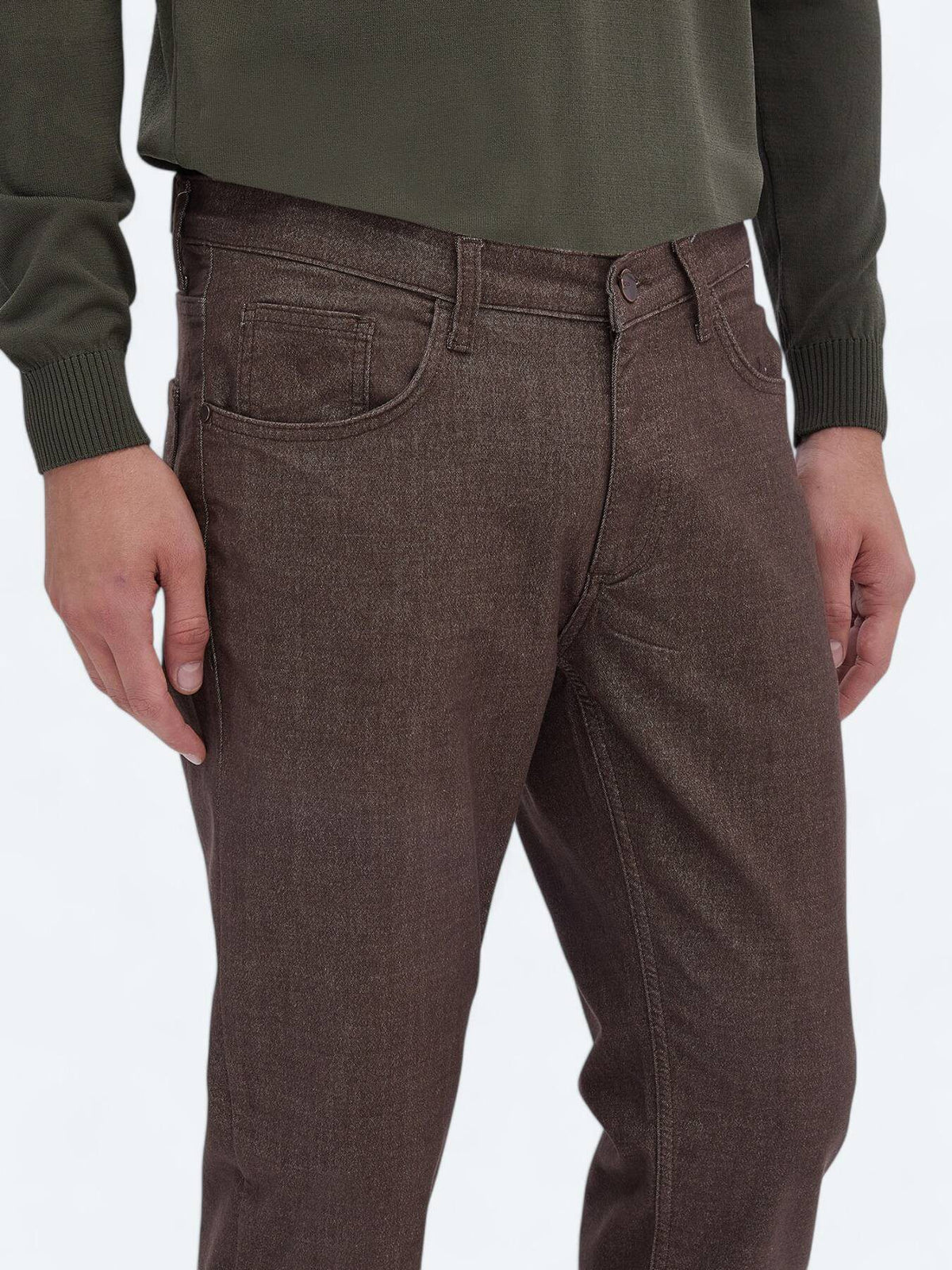 Lässige, gewebte Slim-Fit-Hose aus Baumwollmischung