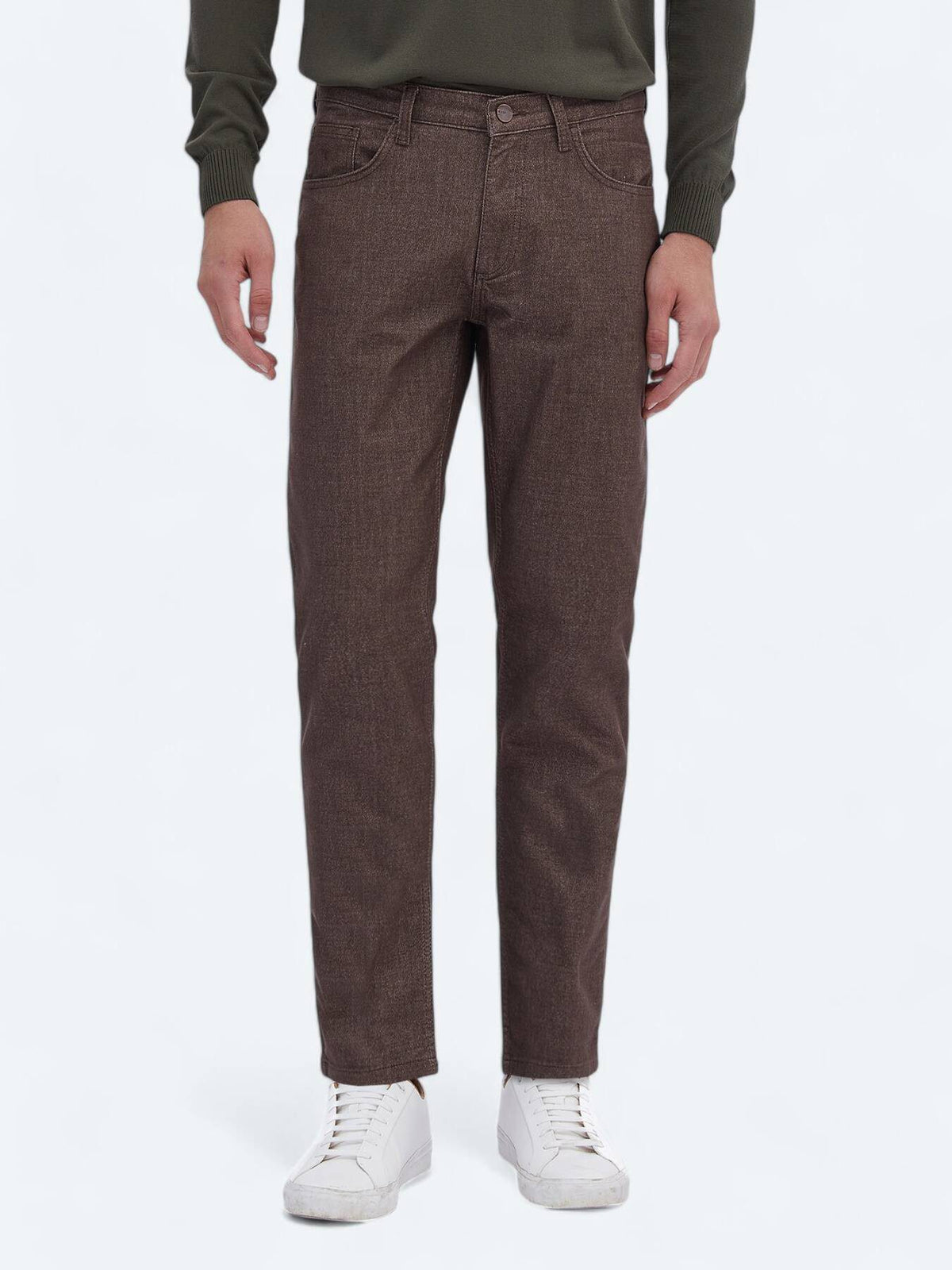 Lässige, gewebte Slim-Fit-Hose aus Baumwollmischung