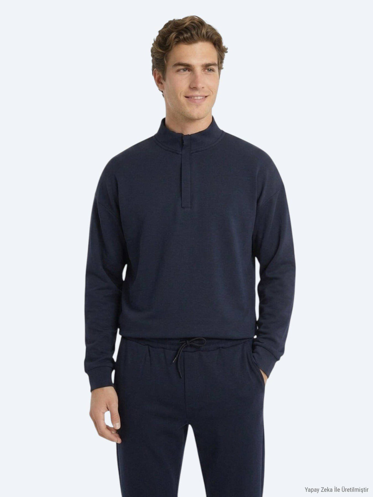 Marineblaues Rollkragen Sweatshirt