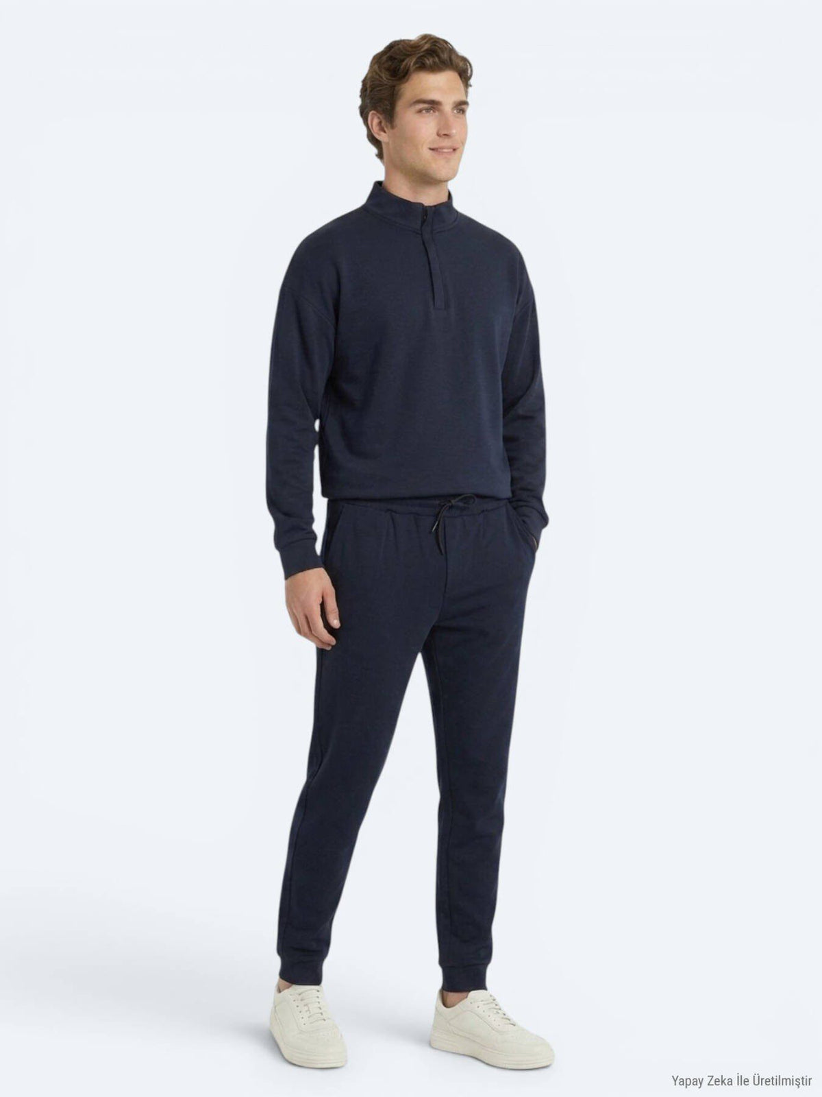 Marineblaues Rollkragen Sweatshirt