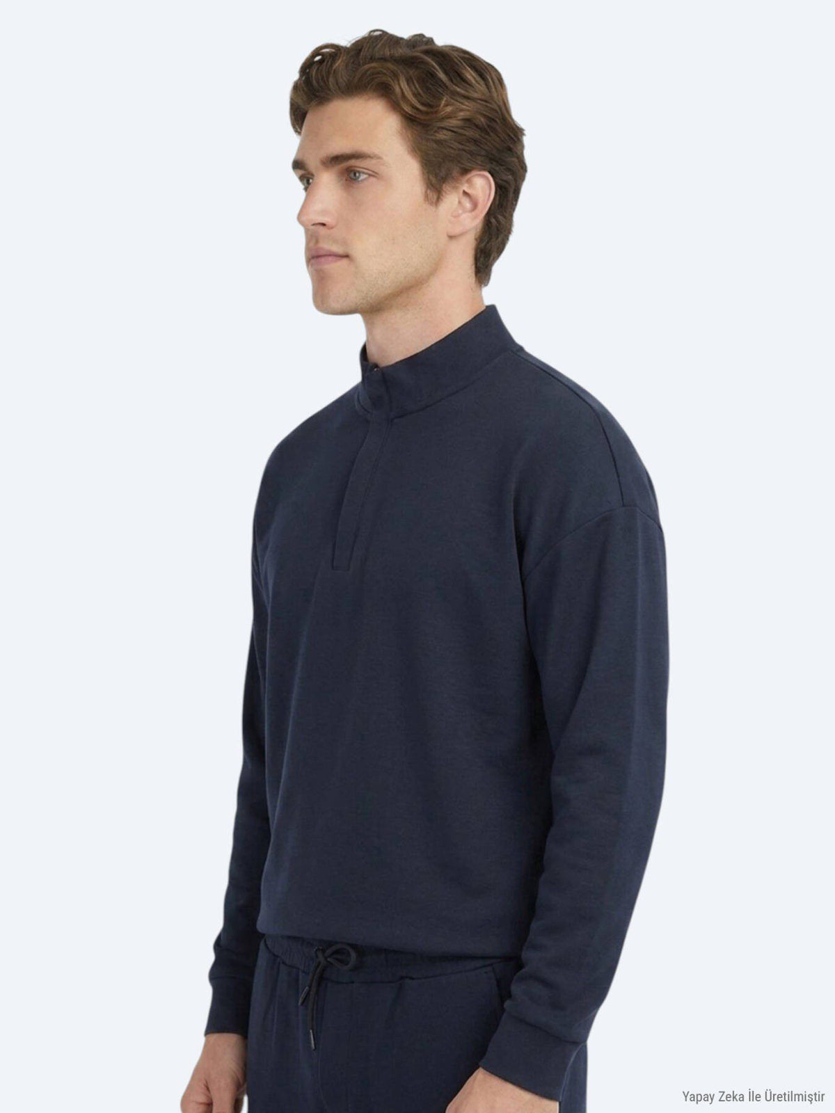 Marineblaues Rollkragen Sweatshirt