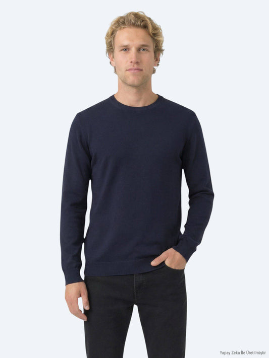 Strickpullover aus schlichtem Strick mit Rundhalsausschnitt