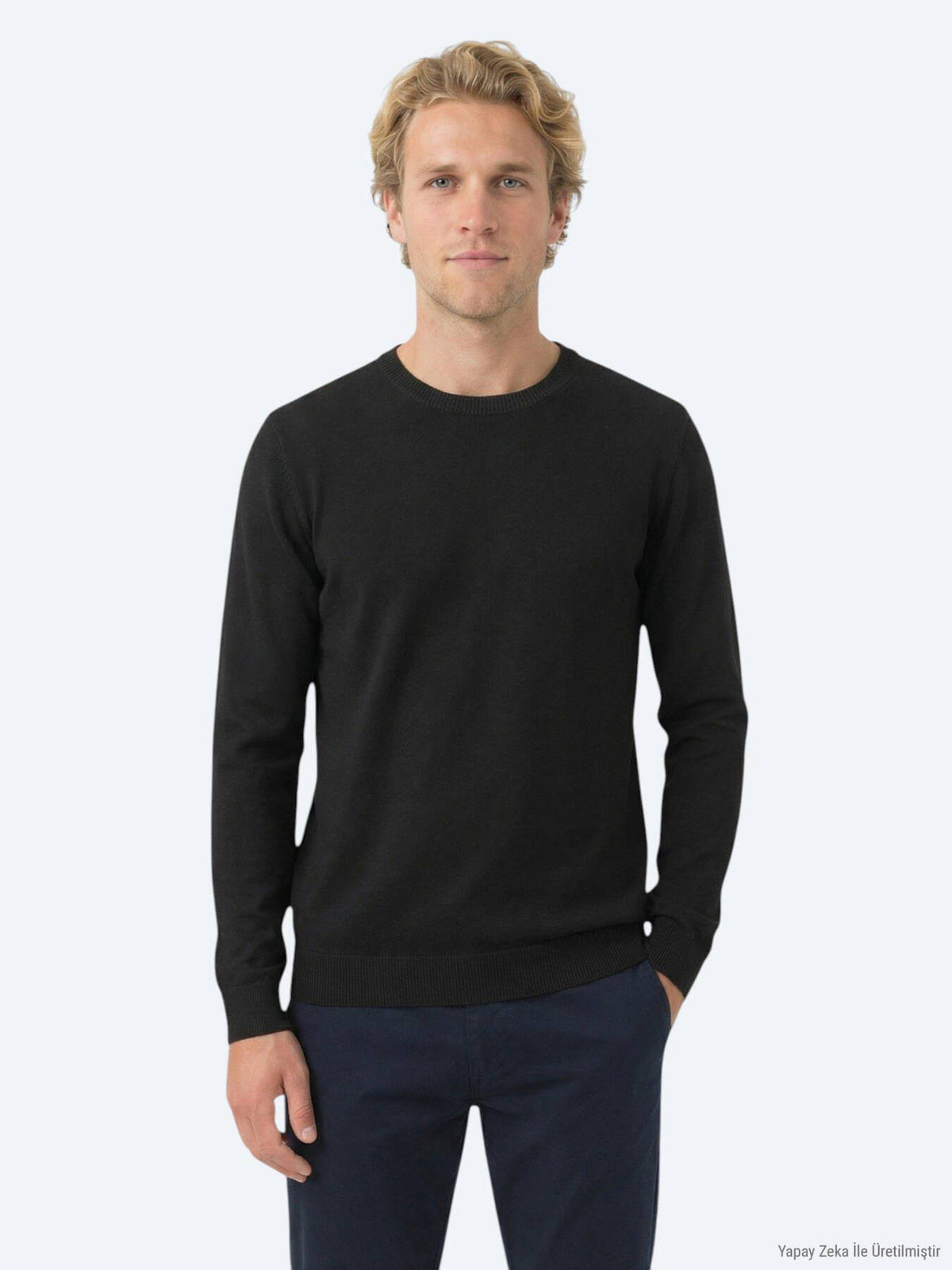 Strickpullover aus schlichtem Strick mit Rundhalsausschnitt