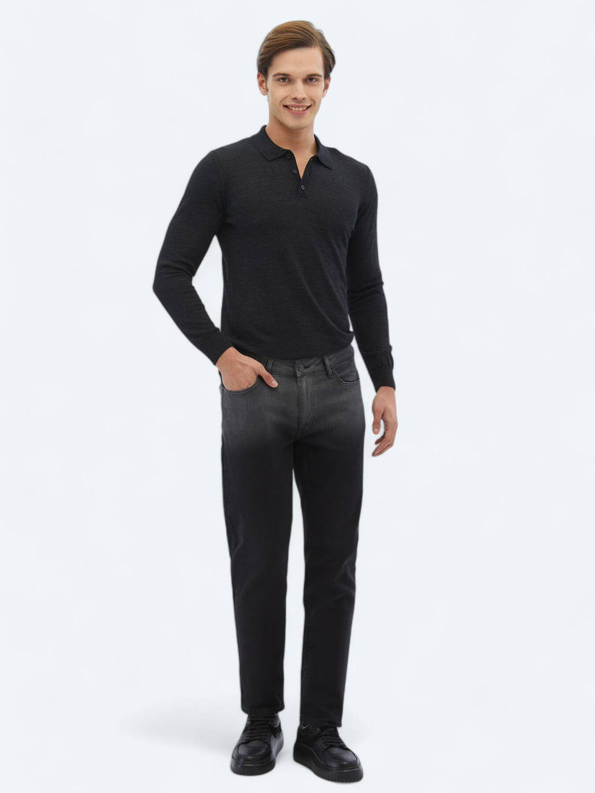 Slim-Fit-Hose aus Denim-Baumwollmischung