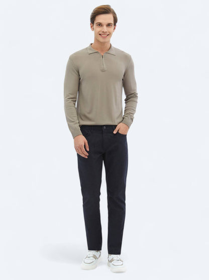 Lässige, gewebte Slim-Fit-Hose aus Baumwollmischung