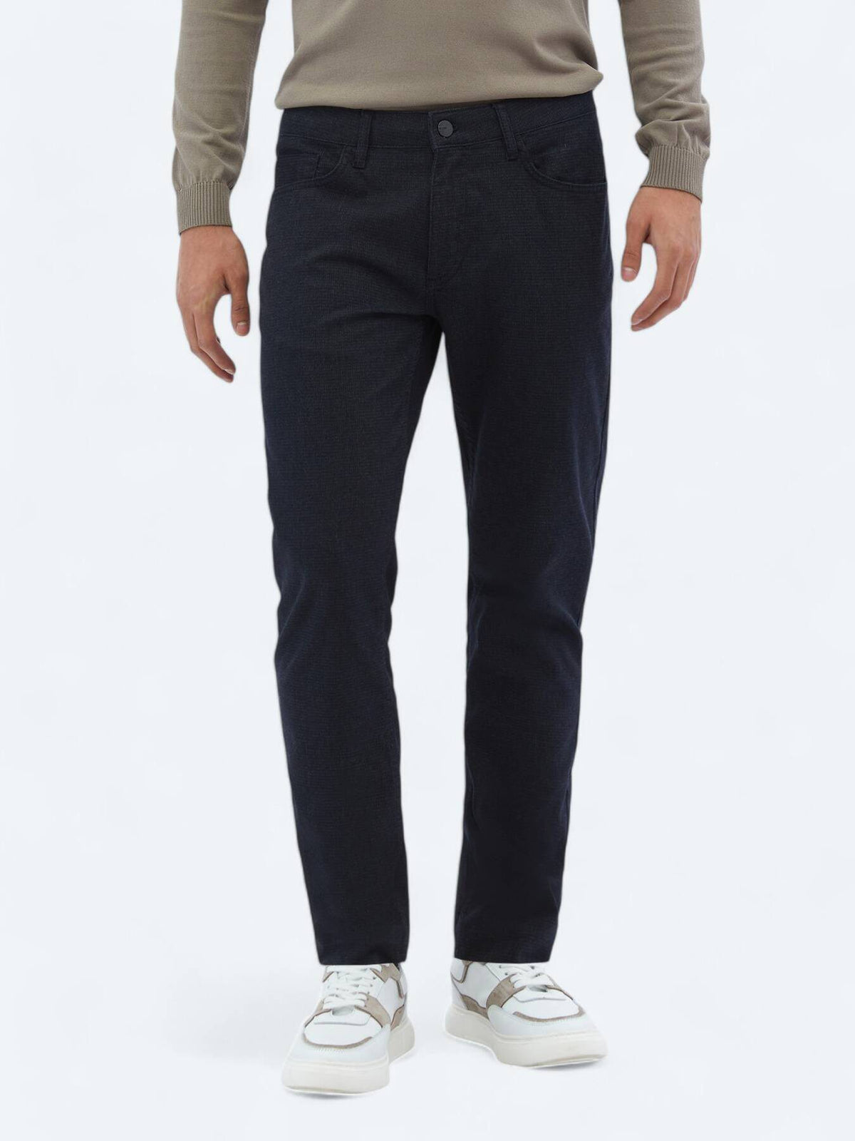 Lässige, gewebte Slim-Fit-Hose aus Baumwollmischung