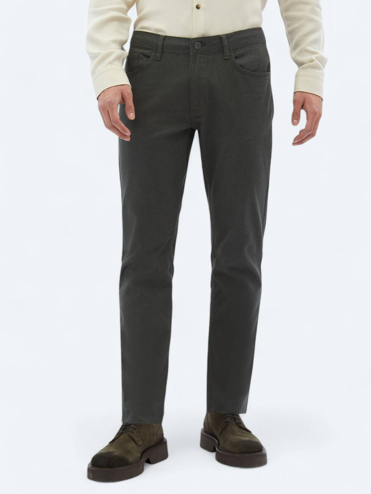 Lässige, gewebte Slim-Fit-Hose aus Baumwollmischung