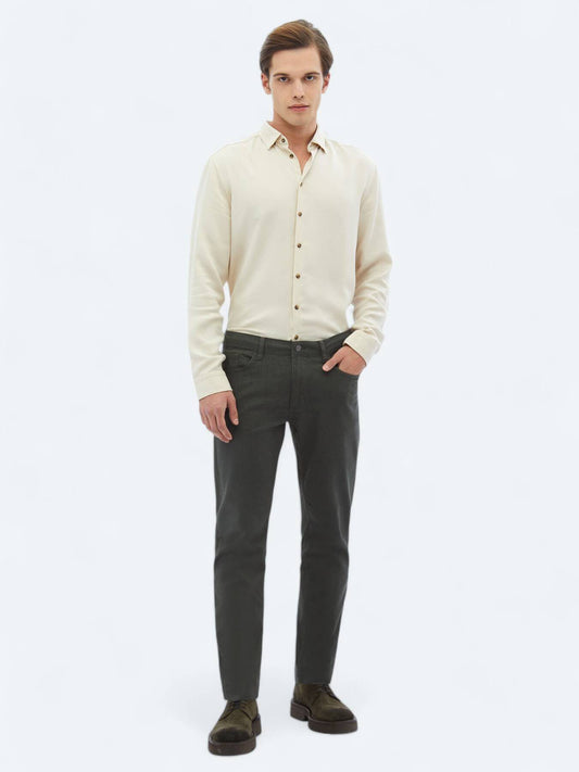 Lässige, gewebte Slim-Fit-Hose aus Baumwollmischung