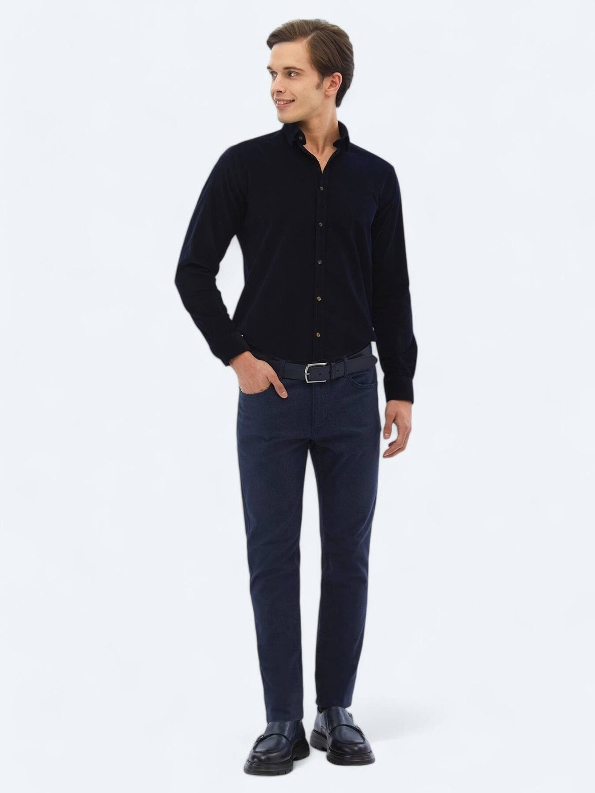 Lässige, gewebte Slim-Fit-Hose aus Baumwollmischung