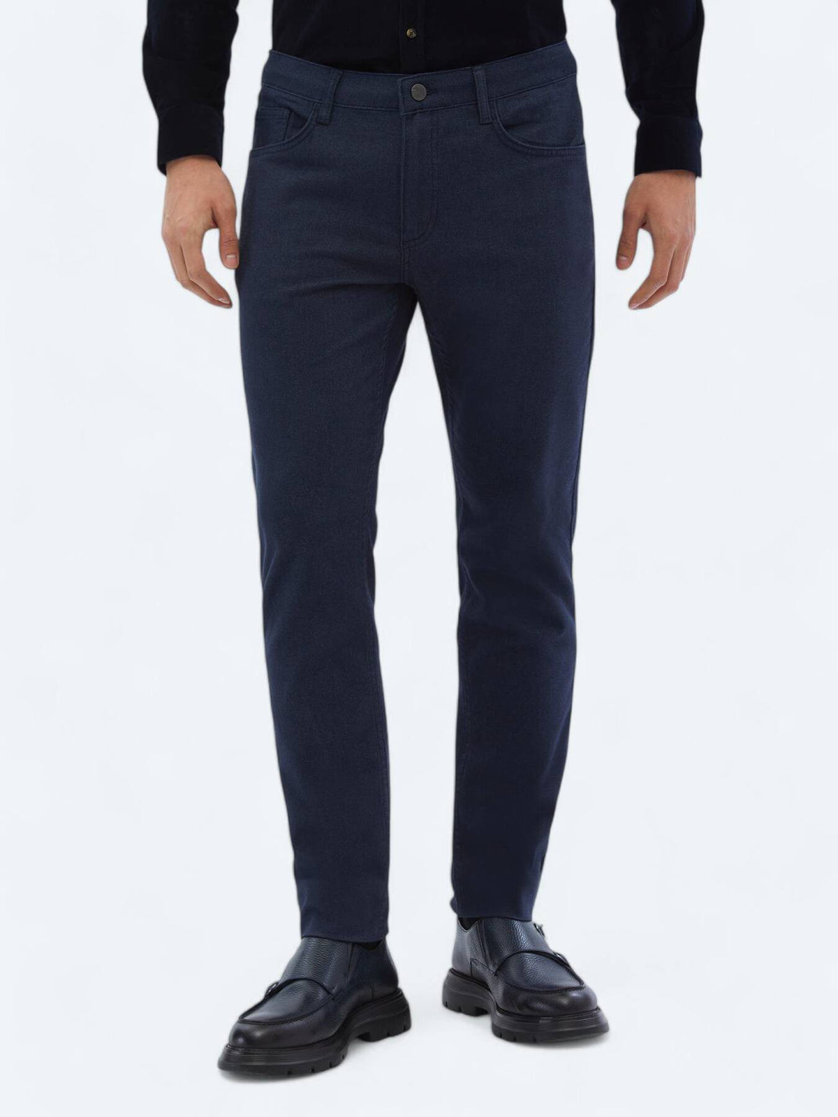 Lässige, gewebte Slim-Fit-Hose aus Baumwollmischung