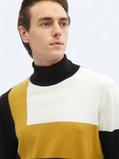 Gemusterter Strickpullover aus Baumwollmischung