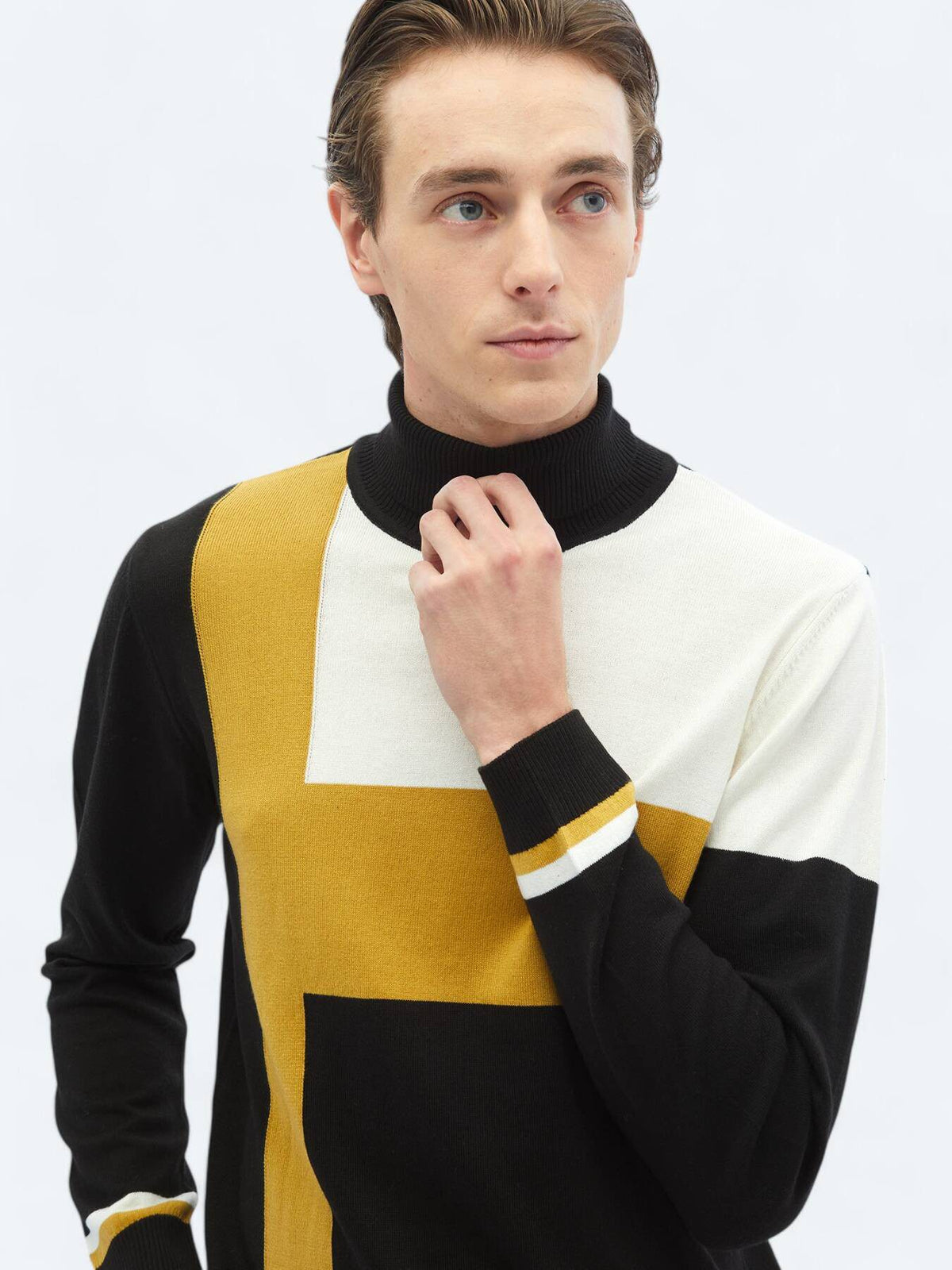 Gemusterter Strickpullover aus Baumwollmischung
