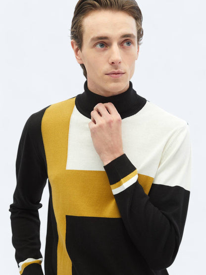 Gemusterter Strickpullover aus Baumwollmischung