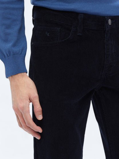 Gewebte Slim Fit Velours Freizeit-Hose