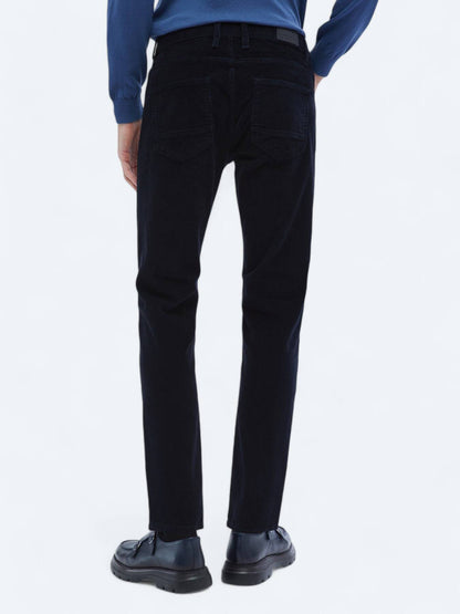 Gewebte Slim Fit Velours Freizeit-Hose