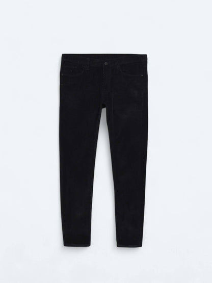 Gewebte Slim Fit Velours Freizeit-Hose