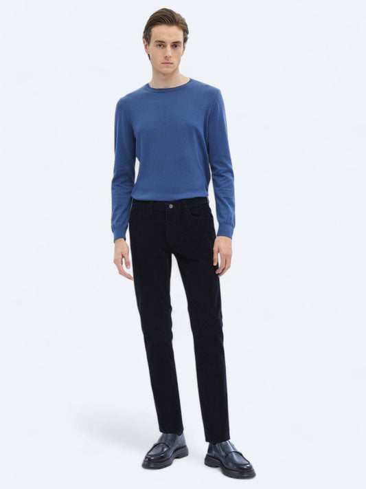 Gewebte Slim Fit Velours Freizeit-Hose