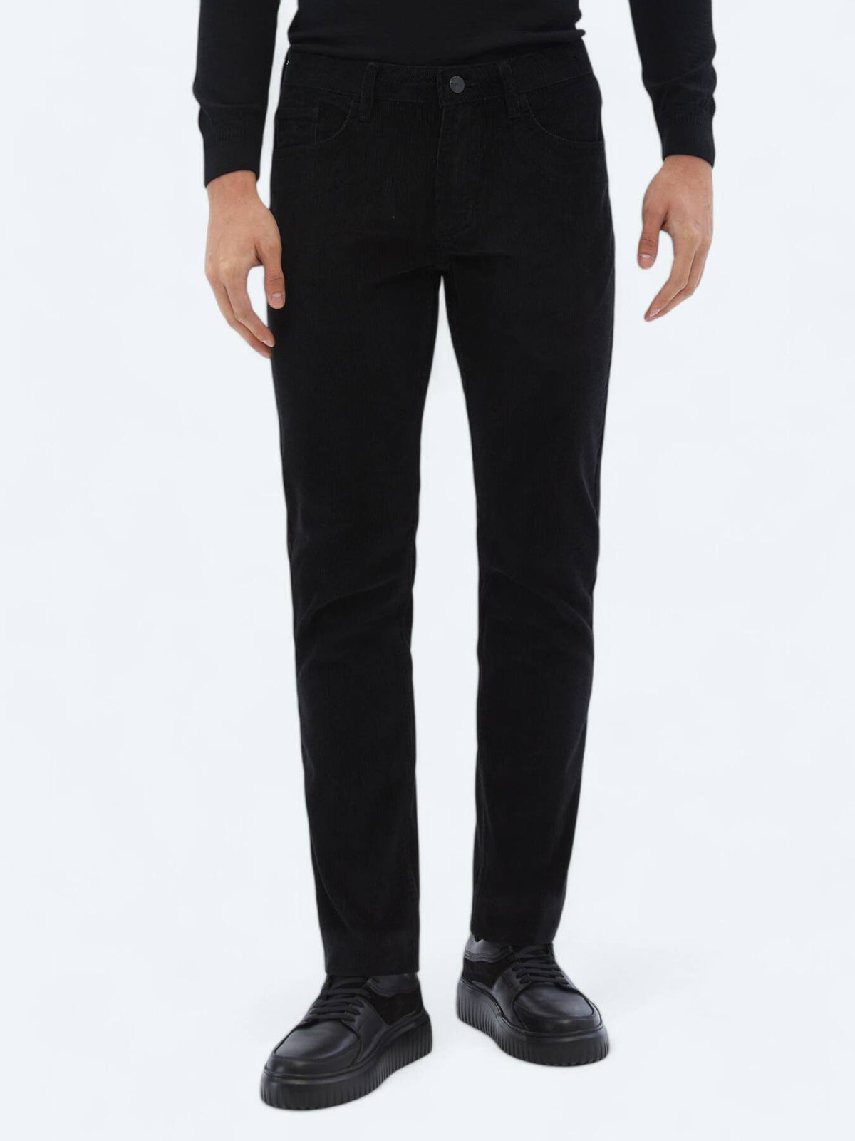 Gewebte Slim Fit Velours Freizeit-Hose