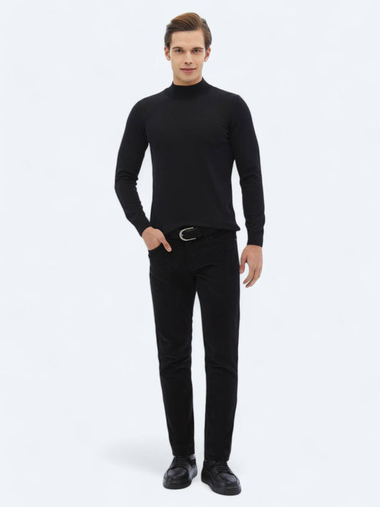 Gewebte Slim Fit Velours Freizeit-Hose