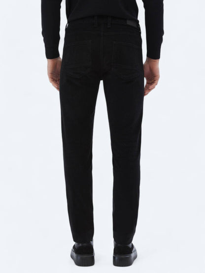 Gewebte Slim Fit Velours Freizeit-Hose