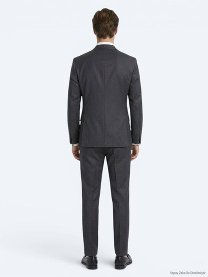 Kohlenstoff Anzug aus Wollmix Regular Fit