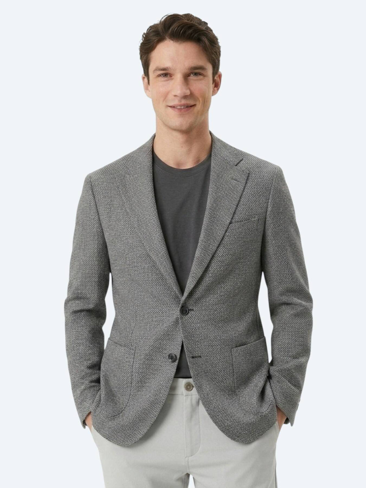 Grau gemusterte Wohlfühl-Wolljacke