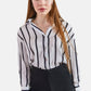 Herita Women's Cuff Sleeve Striped Satin Shirt