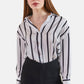 Herita Women's Cuff Sleeve Striped Satin Shirt