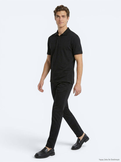 Schlichtes T-Shirt mit Polokragen
