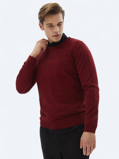 Strickpullover aus Jacquard-Wollmischung mit Rundhalsausschnitt