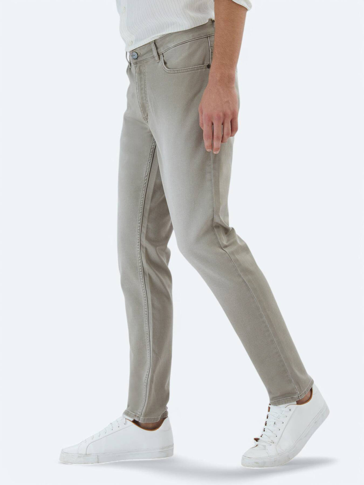 Denim-Mischung Slim Fit Baumwollhose