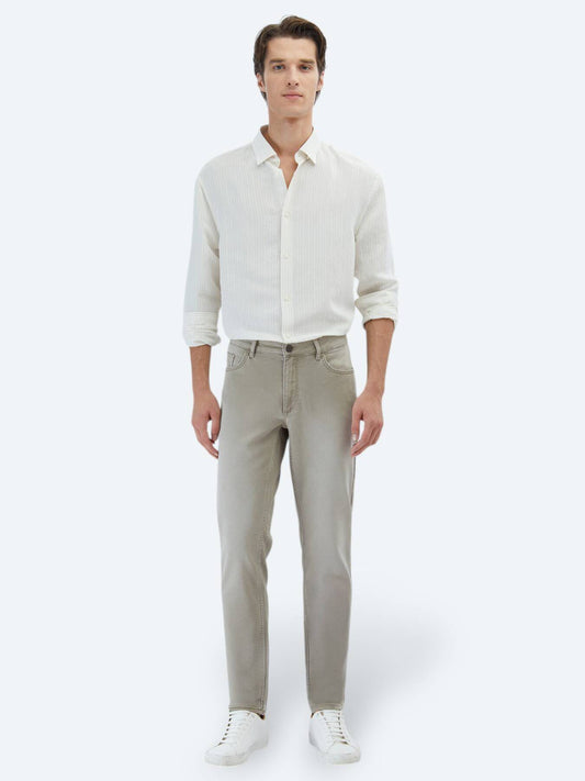 Denim-Mischung Slim Fit Baumwollhose